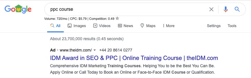 Google Ads Result When Someone Searches ppc Course