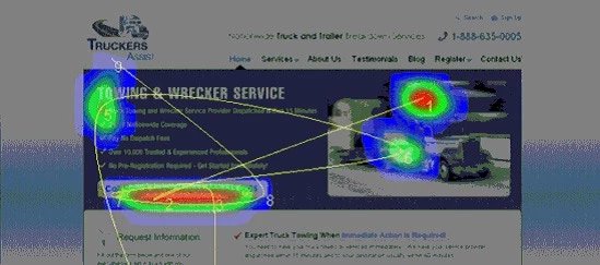 screenshot of the heatmap of the web-page when the distracting element has been removed