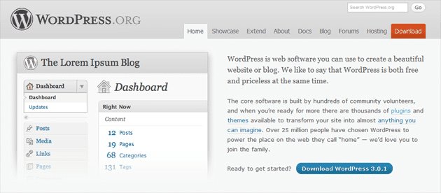 captura del sitio web de WordPress en la que falta una CTA que destaque