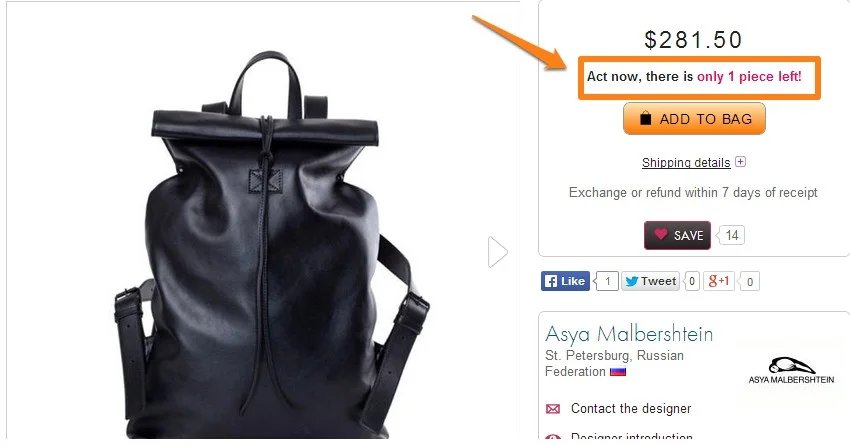 Example Of Urgency And Scarcity on ecommerce product page