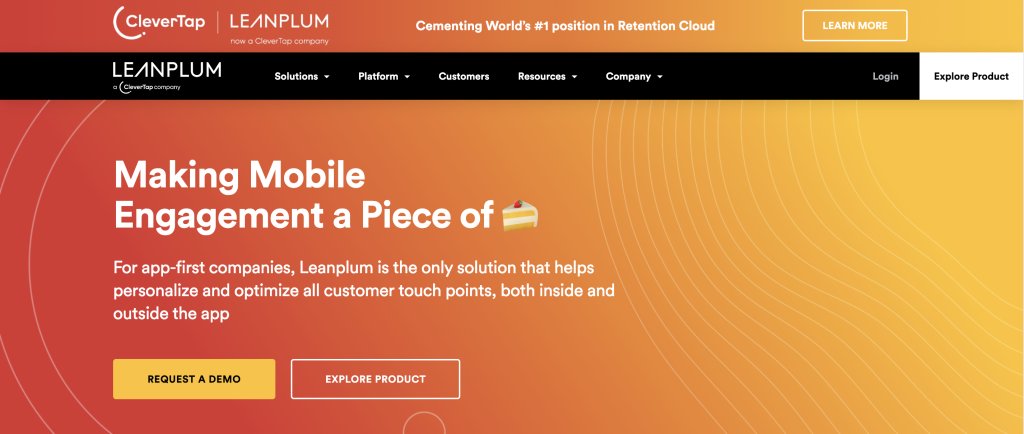 Landing page of Leanplum