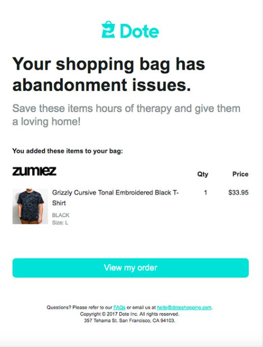shipping cart issues on 
doteshopping store