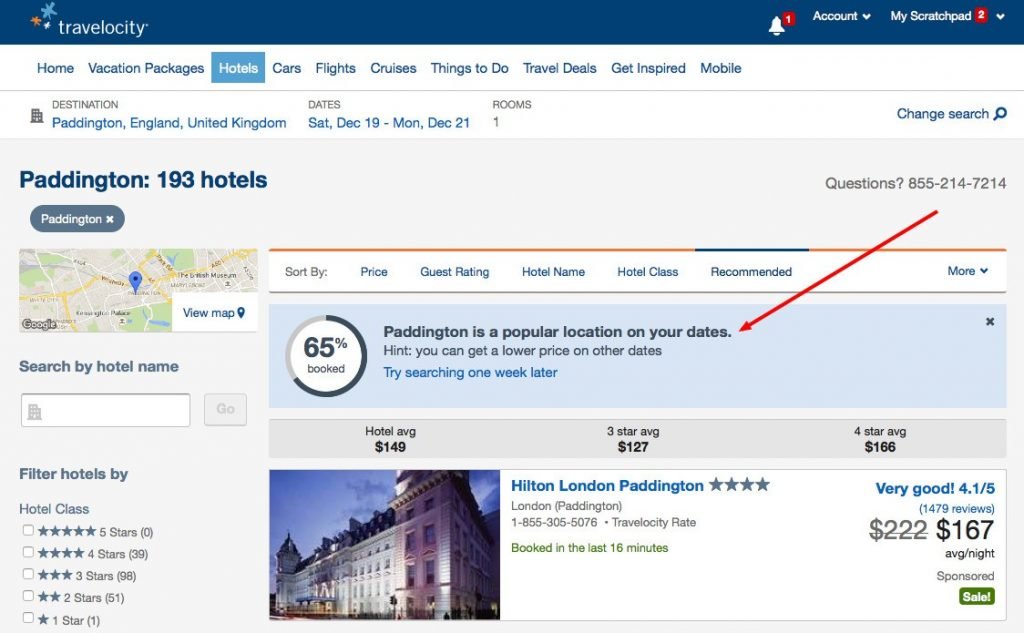 optimal user experience on the website of travelocity