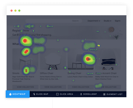 screenshot of the heatmap generated on a website by VWO Insights