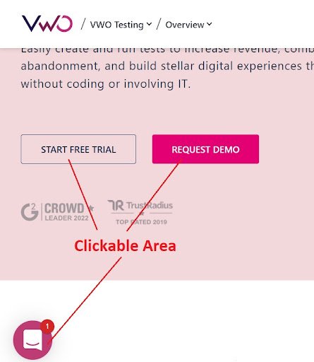 VWO Clickable area